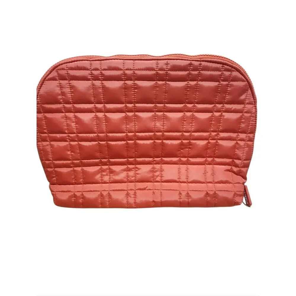 Sonia Kashuk Cosmetic Bag Set  Coral Quilted Zip Up